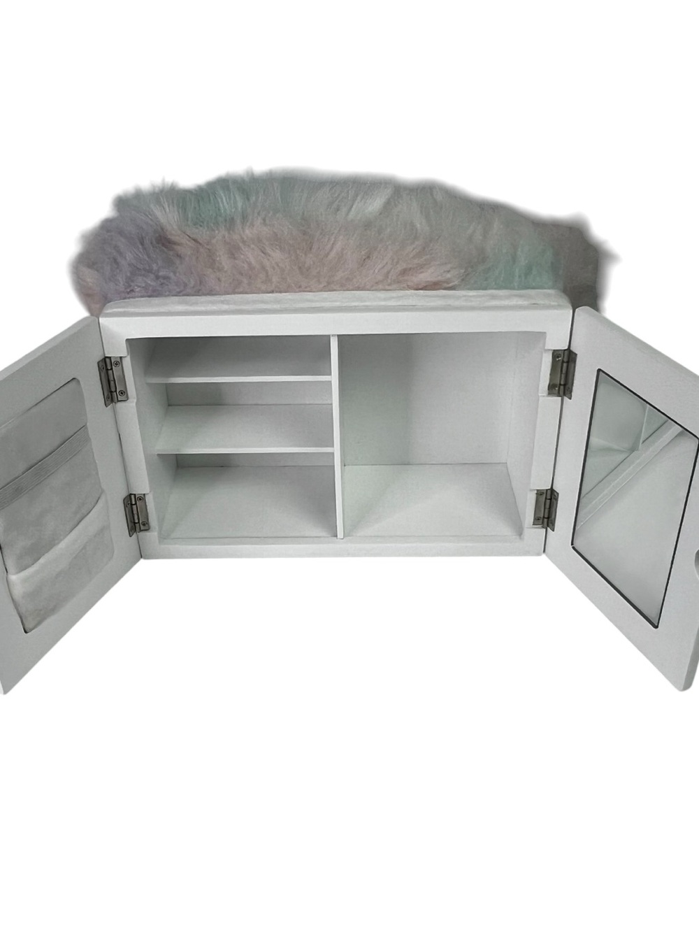 Pottery Barn Teen-Faux Fur Mani Pedi Lap desk Unicorn Multi Color Storage/Mirror - Picture 6 of 16